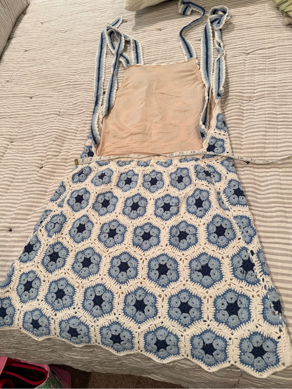 Show Me your Mumu Crochet Blue Halter Mini Dress EUC - Picture 4 of 7